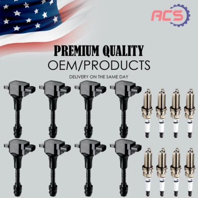 8X Bobina de encendido OEM + Bujías de iridio para Nissan Armada Titan 5,6 L V8 UF510 Foto 1 de 4