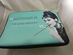 Audrey Hepburn for Mac book 15 inch padded case Nothing is impossible laptop - Picture 1 of 3