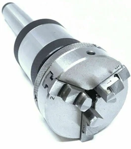 Revolving Live Center MT3 Threaded M14 X 1 With 65 mm 3 Jaw Mini Scroll Chuck - Picture 1 of 7
