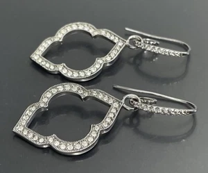 Origami Owl Women’s Hoop Earrings Pierced Faceted Crystal Sterling 925 1.75” - Picture 1 of 8