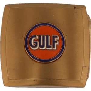 Sm Brass Gulf Oilfield Oil Gas Logo Chevron Rig 1960s Nos Vintage Belt Buckle - Picture 1 of 5