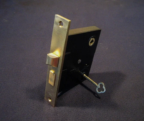 Antique Entry Mortise Door Lock w/ Skeleton key Norwalk #8582 - Refurbished Cover