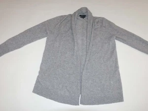 Tahari Women's 100% Cashmere Open Front Tunic Cardigan Sweater Large Light Gray - Picture 1 of 6