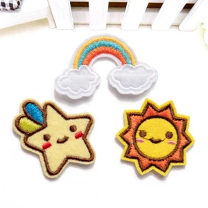 3pcs Rainbow Star Sun Embroidered Sew On Iron On Patch Badge DIY Fabric Applique - Picture 1 of 4