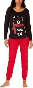 Family Pajamas Mama Bear Holiday Pant Pajama Set Black And Red S - Picture 1 of 2