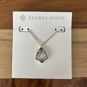 NWT Kendra Scott Cory Pendant Necklace In Slate Cats Eye Gold - Picture 1 of 3