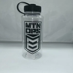 Botella de agua MTN OPS boca ancha 32 oz transparente negro logotipo superior - Imagen 1 de 7