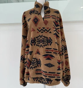 Chaqueta Pullover Hombre XXL Sherpa Polar Azteca Cuarto Cremallera Marrón Suroeste - Imagen 1 de 12