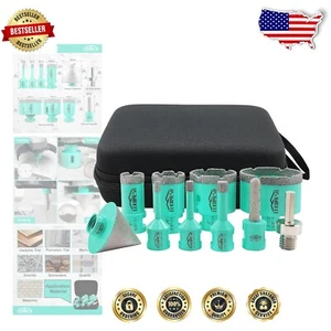 10-Piece High-Efficiency Diamond Drill Bits for Tile and Stone - Max 11000 RPM - Picture 1 of 8