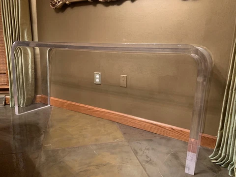Vintage Mid Century 2” Waterfall Lucite Console Table Cover