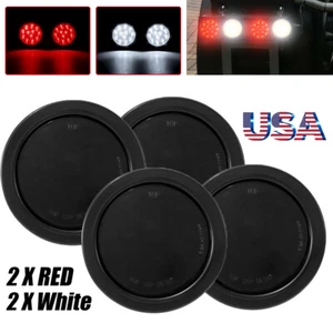 4 luces traseras LED redondas de 4" rojas blancas 12 luces traseras remolque camión parada giro lámpara de freno - Imagen 1 de 12