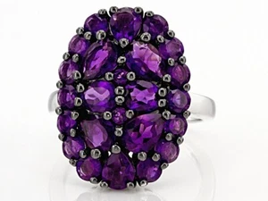 JTV Amethyst Ring MAJESTIC AFRICAN AMETHYST Oval Cluster Statement siz 8 Genuine - Picture 1 of 9