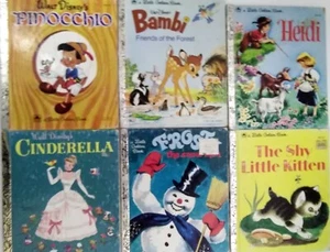 Lot of 6 a Little Golden Book Heidi Pinocchio Frosty Cinderella Bambi Kitten 70s - Imagen 1 de 8