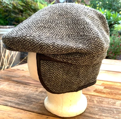 Boné de lã virgem pendleton Newsboy chapéu cabbie abas de orelha tamanho XL vintage EUA tweed - Imagem 1 de 4