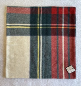 Williams Sonoma Pillow Cover 22" Plaid Lambswool Christmas Red Green - Picture 1 of 6