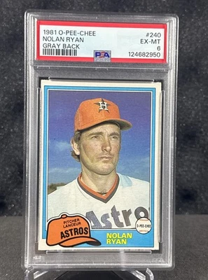 1981 O-Pee-Chee #240 Nolan Ryan Gray Back PSA 6 - Image 1 of 2