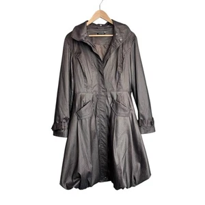 Samuel Dong Bubble Hem Belted Trench Coat Dress Women’s 8 Brown Bronze - Picture 1 of 8
