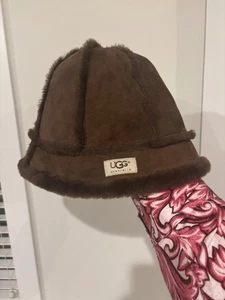 UGG Australia Sherpa Leather Suede Brown Bucket Hat Sheepskin OS - Picture 1 of 3