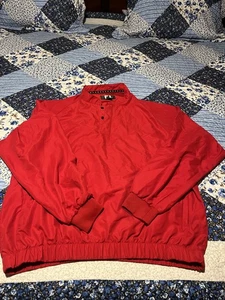 Footjoy FJ Golf Pullover Windbreaker Lightweight Red 1/4 Button Jacket Large - Picture 1 of 9