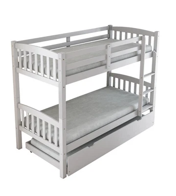 LETTO A CASTELLO "TOLOSA" IN PINO MASSELLO BIANCO 201X98X154 CM - Immagine 1 di 4