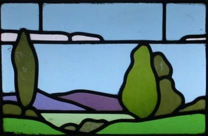 BEAUTIFUL SCENE OLD ENGLISH LEADED STAINED GLASS WINDOW 20.5" X 15.5" - Picture 1 of 3