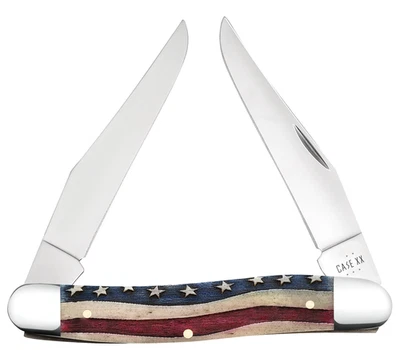 Case xx Knives Muskrat Star Spangled Red & Blue Natural Bone 64143 Pocket Knife - Image 1 of 4
