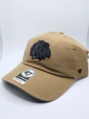 Chicago Blackhawks '47 Brand Tan Camel Clean Up Adjustable Strapback Hat Cap - Image 1 of 4