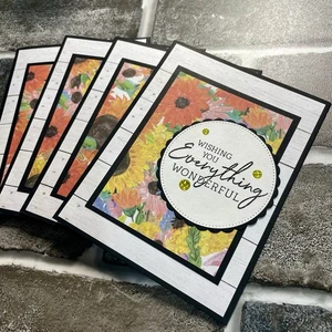 Fall floral Handcrafted All Occasion Cards, Set Of 4 With Envelopes - Picture 1 of 4