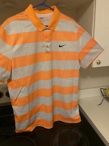 Nike Herren Dri-Fit Polo Golf Shirt XL orange grau gestreift  - Bild 1 von 2