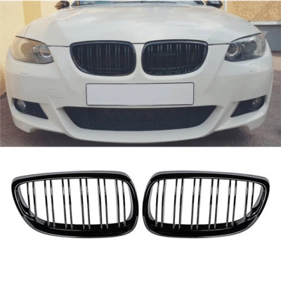 Gloss Black Front Kidney Twin Fins Grill Grille For BMW 2006-09 E92 E93 Coupe M3 - Изображение 1 из 4