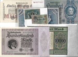 Germany Some Good Banknotes Empire, Infla, Reich, x5 (F30)