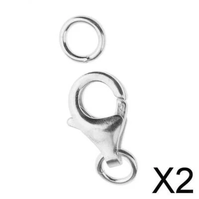 2 x chiusura a moschettone in argento 925 con anello di salto per gioielli - Immagine 1 di 4