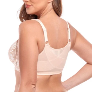 Ladies Front Fastening Firm Support Non Wired Lace Trim Bra Plus Size Uk Cups - Picture 1 of 36