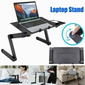 Portable Foldable Laptop Stand Desk Table Tray Adjustable Bedside w Mouse Pad - Afbeelding 1 van 11