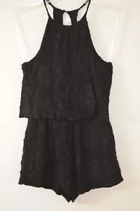 Anthropologie Shilla Black Embroidered 100% Rayon Blouson Romper Short Size S - Picture 1 of 20