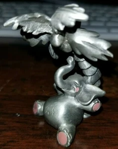 Elefante rosa de colección de 1980 debajo del coco palmera - peltre Hudson, EE. UU. - Imagen 1 de 4
