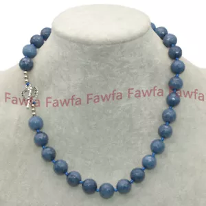 New Ink Blue Jade 12mm Faceted Round Gems Beaded Jewelry Necklace 18-58'' - Picture 1 of 14
