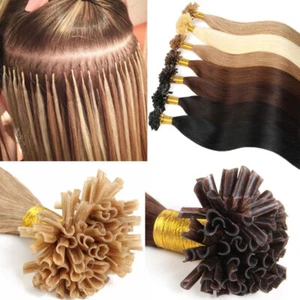 100% Echthaar Remy Keratin Bonding Hair Extensions 200 Strähnen 1G Dick 50/60cm - Bild 1 von 25