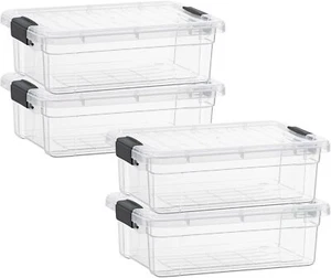 Superio Clear Storage Bins with Lids, 4 Pack- Plastic Storage Boxes - 22.7 Quart - Picture 1 of 8