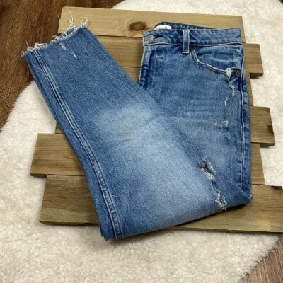 Pantalones de mezclilla ajustados de tiro alto Abercrombie & Fitch Curve Love Distressed Foto 1 de 4