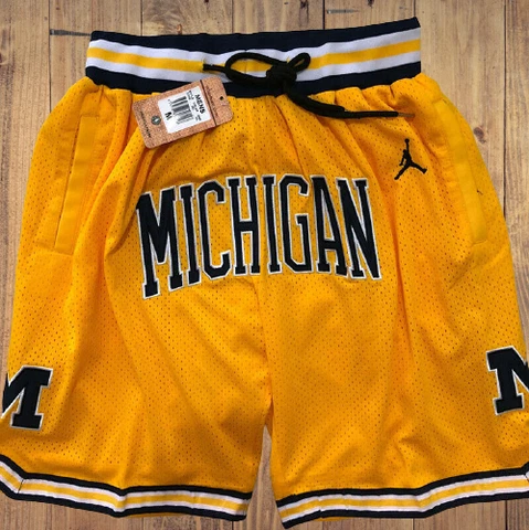 Michigan Wolverines Basketball Shorts Men's Pants NWT Stitched  color Yellow New Cover
