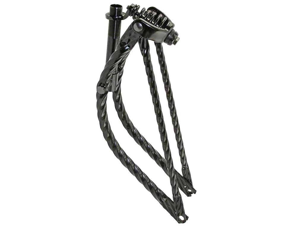 Black 1" Springer Fork Bent Square Twisted for 20" Bike Lowrider Cruiser - Image 1 of 1