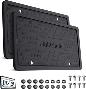 License Plate Frame,2Pcs Silicone License Plate Frames with Drainage Holes - Picture 1 of 12