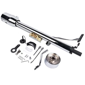 Universal 30" Steering Column GM Tilt w/9 Hole Wheel Adapter + Key Chrome NEW - Picture 1 of 14