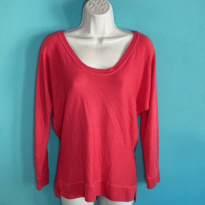 Feel The Piece Hot Pink Scoop Neck Sweater Womens OS Fits M Best 3/4 Sleeve - Image 1 of 4