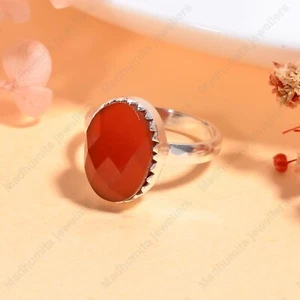Natural Carnelian Gemstone 925 Sterling Silver Beautiful Ring All Size - Picture 1 of 4