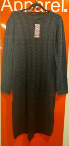 Boohoo Black Cable Knit Midi Dress, Size Medium, Brand New With Tag, SF - Picture 1 of 2