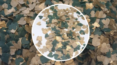 Papel de tela de boda biodegradable - verde profundo y dorado Foto 1 de 4