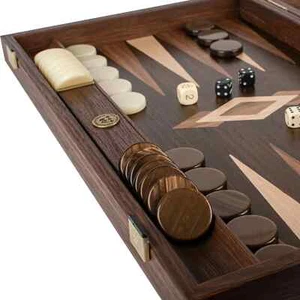 Manopoulos Ziricote Bookmatch Backgammon - Handmade in Greece, 48 x 26cm Closed - Picture 1 of 13
