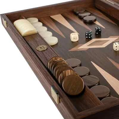 Manopoulos Ziricote Bookmatch Backgammon - Handmade in Greece, 48 x 26cm Closed - Image 1 of 4